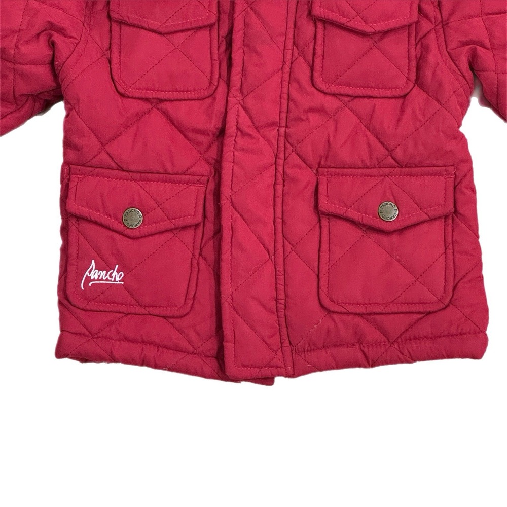 Panco Kids Red Quilted Hooded Jacket Plaid Lined 6-9 Months - Picture 3 of 8